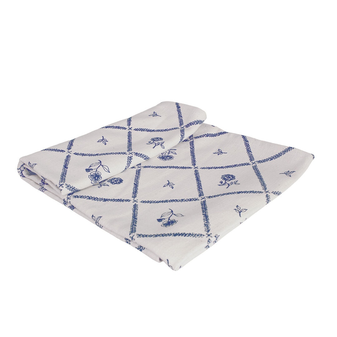 Strömshaga Tischläufer Lovisa, Blau/Offwhite, 140 × 50 cm