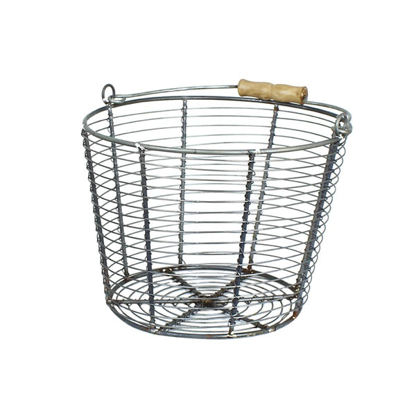 Strömshaga Drahtkorb mit Holzgriff, Grau, Ø 22 cm